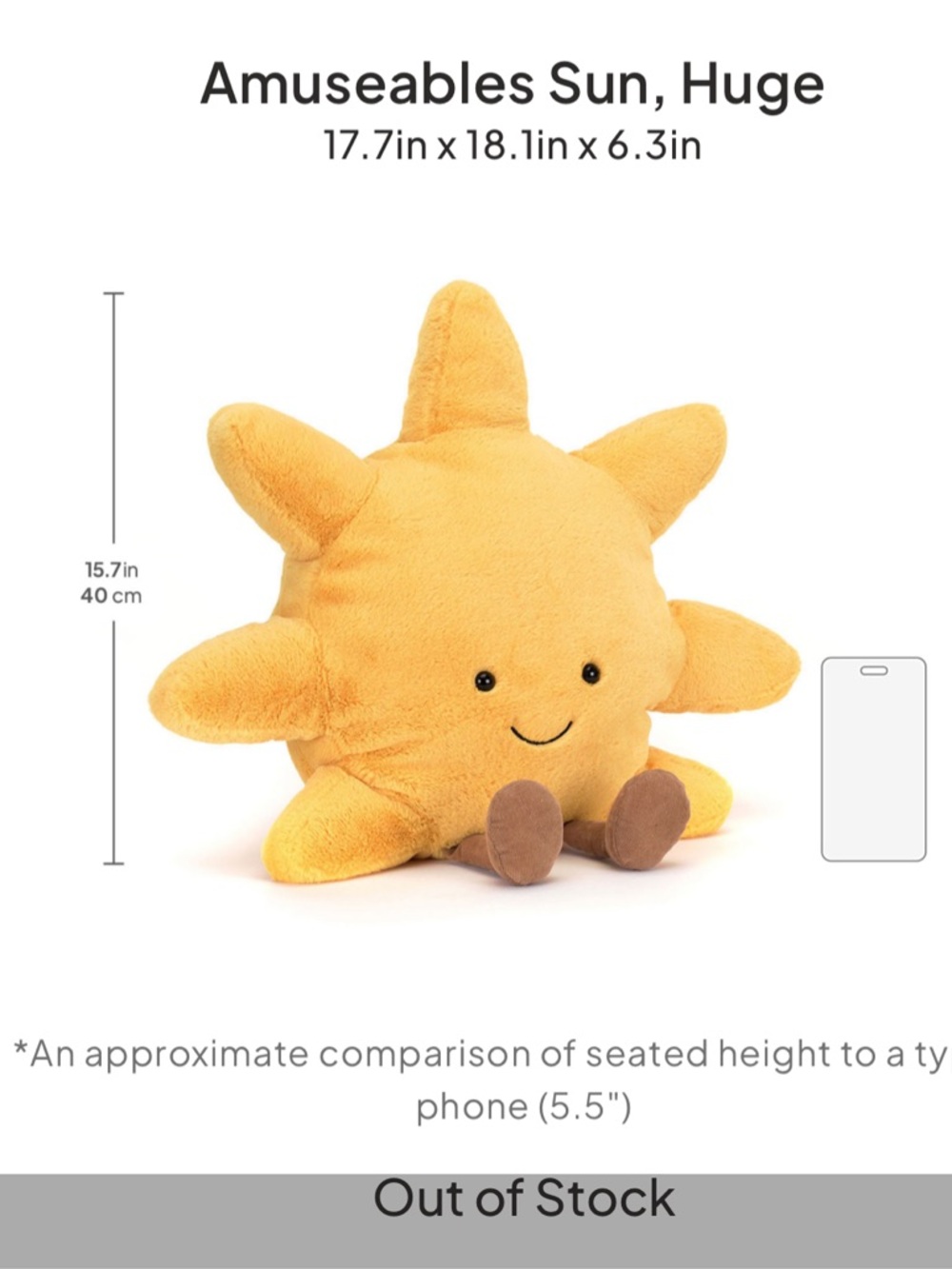 NWT jellycat huge amuseable sun - Picture 2 of 2